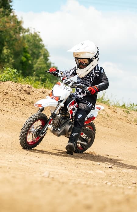 Rider on MRF eDIRT 6.0 electric dirt bike