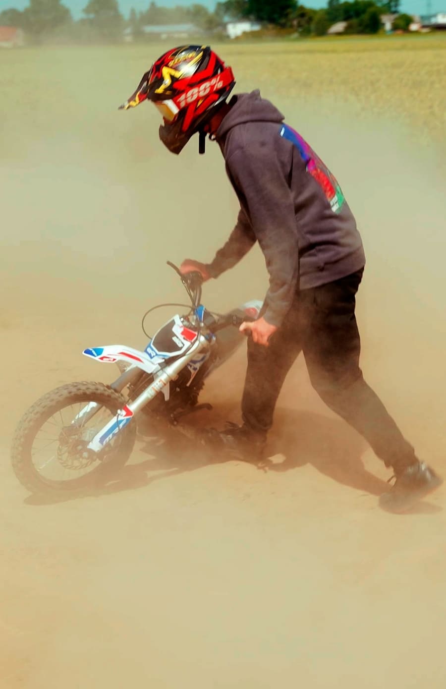 Rider on MRF eDIRT 6.0 electric dirt bike